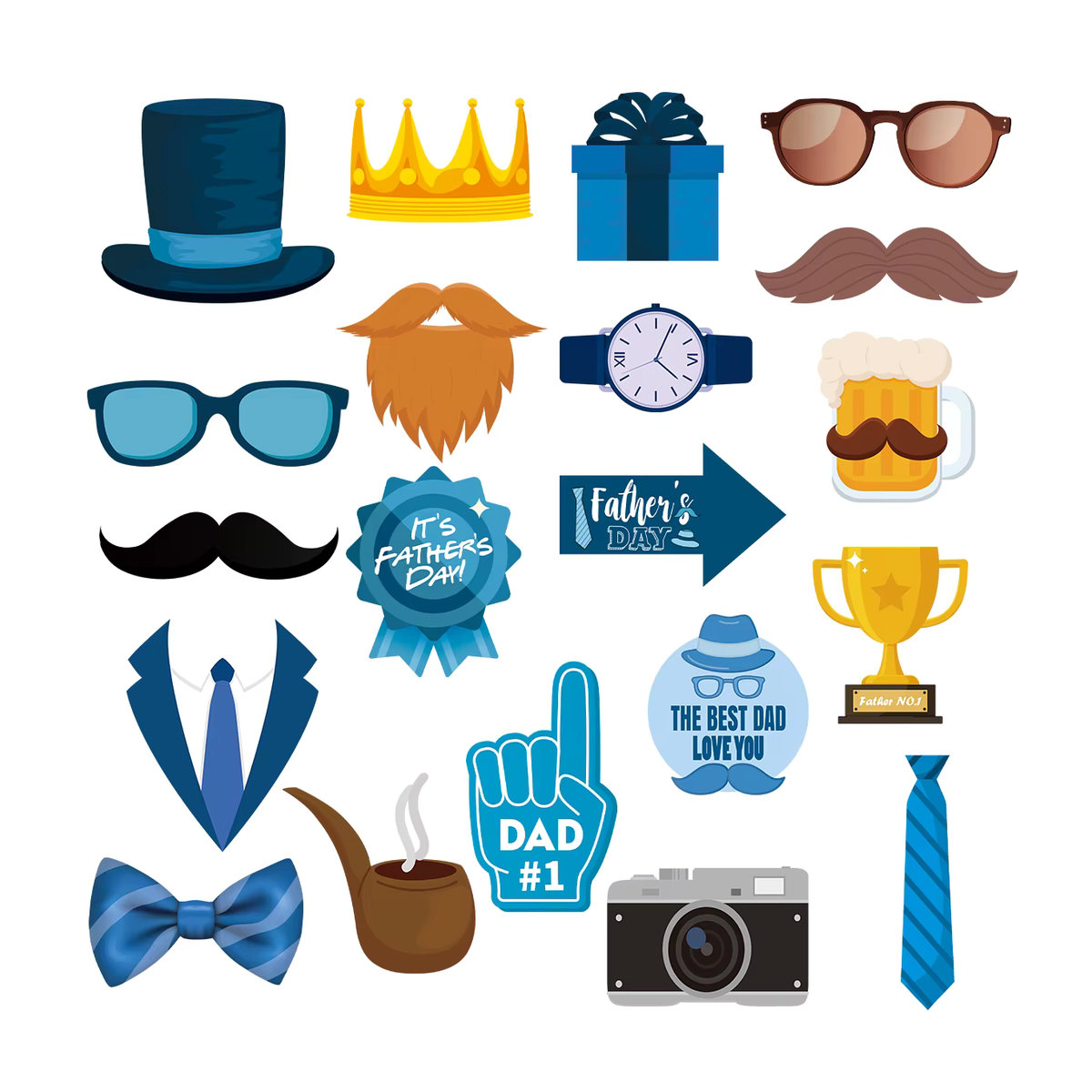 WEIGAO 20 Stück Vatertags Fotokabinen Requisiten in Mehrfarbig für deine Party mit Wir lieben Papa Thema und lustigen Selfie-Motiven aus Papier - Bild 3