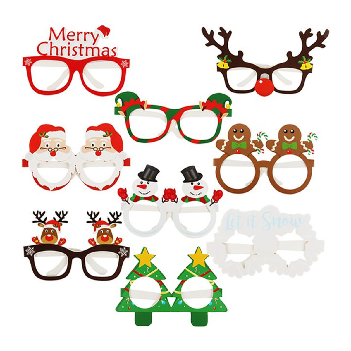 WEIGAO 9er Set Weihnachts Foto Rahmen aus Papier mit Santa und Schneemann Motiven, mehrfarbig, stehend - Bild 1