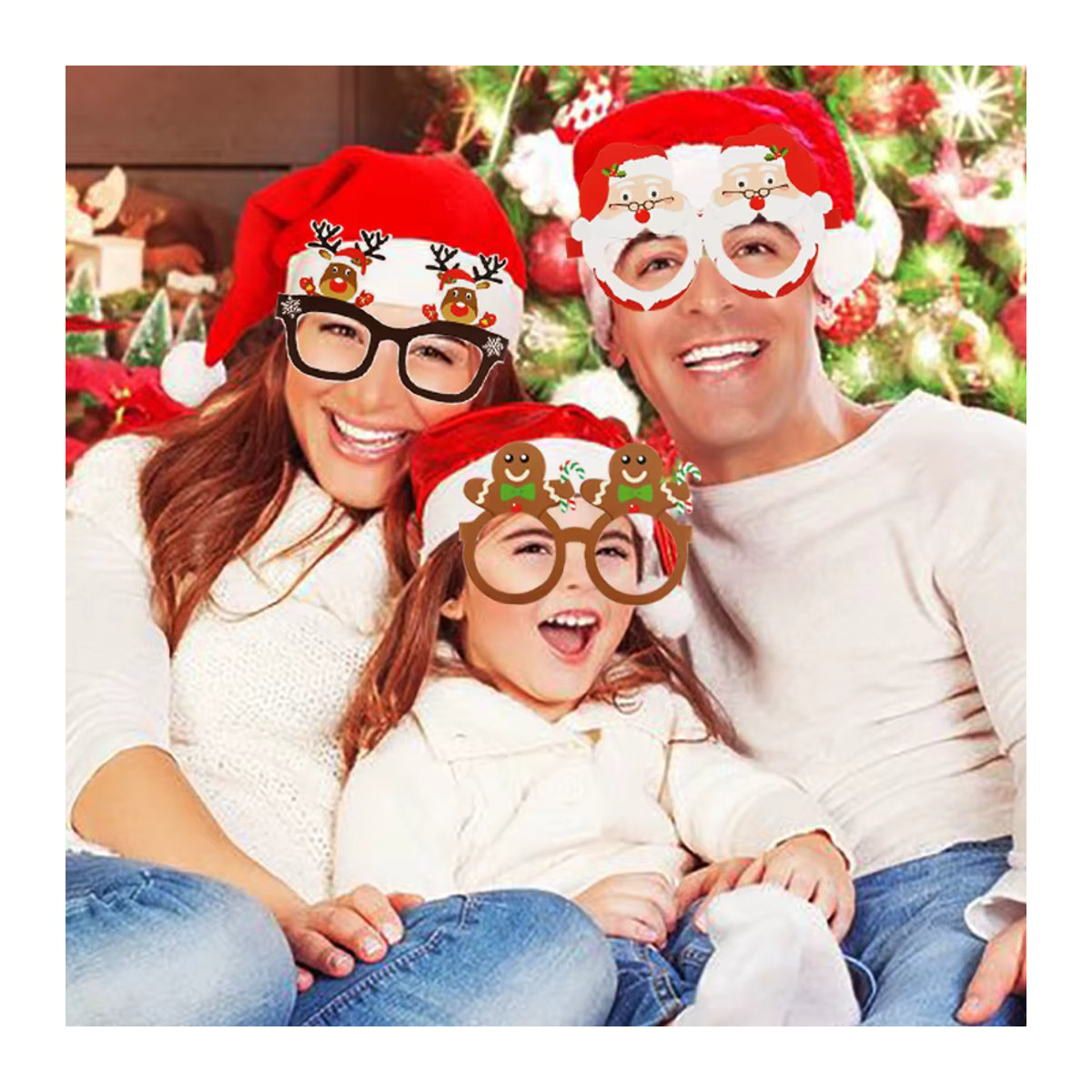 WEIGAO 9er Set Weihnachts Foto Rahmen aus Papier mit Santa und Schneemann Motiven, mehrfarbig, stehend - Bild 2