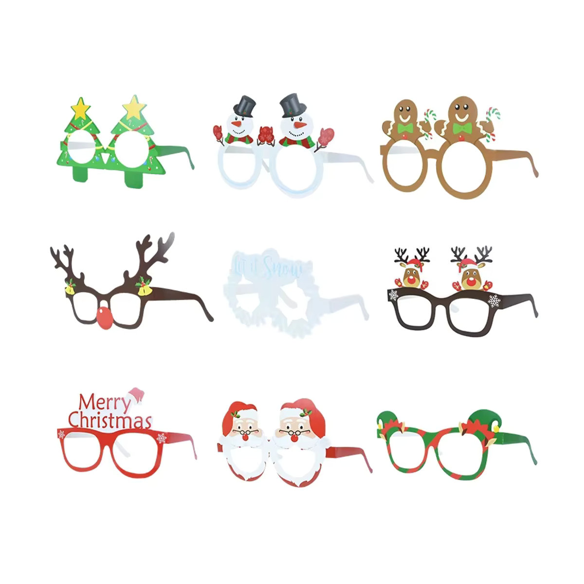 WEIGAO 9er Set Weihnachts Foto Rahmen aus Papier mit Santa und Schneemann Motiven, mehrfarbig, stehend - Bild 3