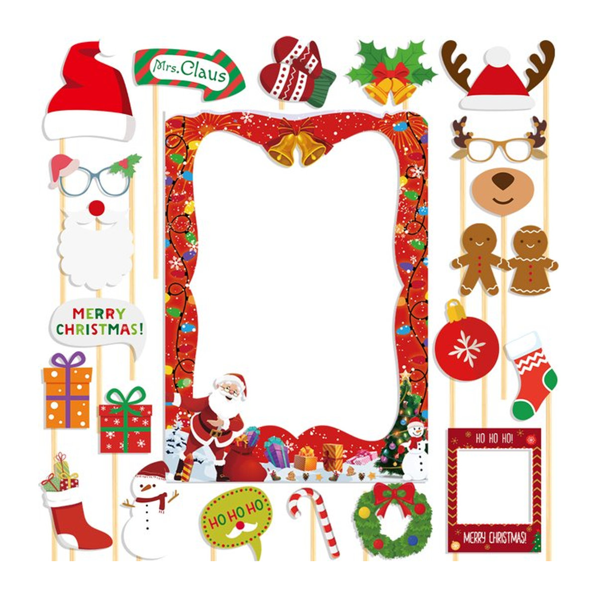 WEIGAO Foto-Requisiten Rahmen aus Papier für Weihnachten mit Weihnachtsmann, Weihnachtsbaum und Elch, mehrfarbig - Bild 1