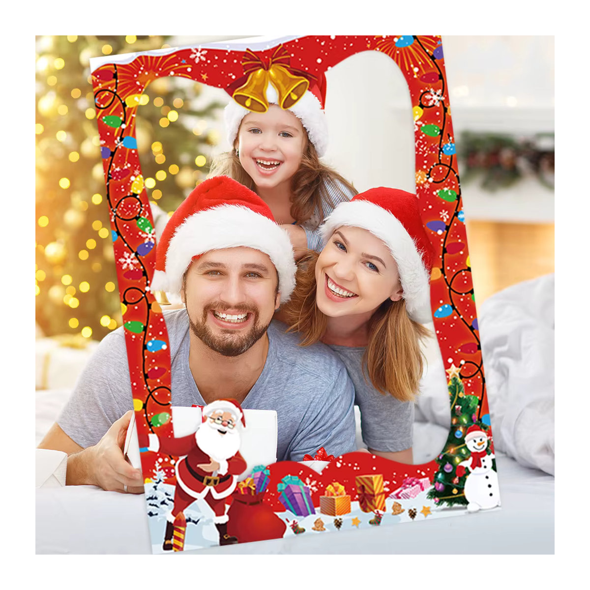 WEIGAO Foto-Requisiten Rahmen aus Papier für Weihnachten mit Weihnachtsmann, Weihnachtsbaum und Elch, mehrfarbig - Bild 3