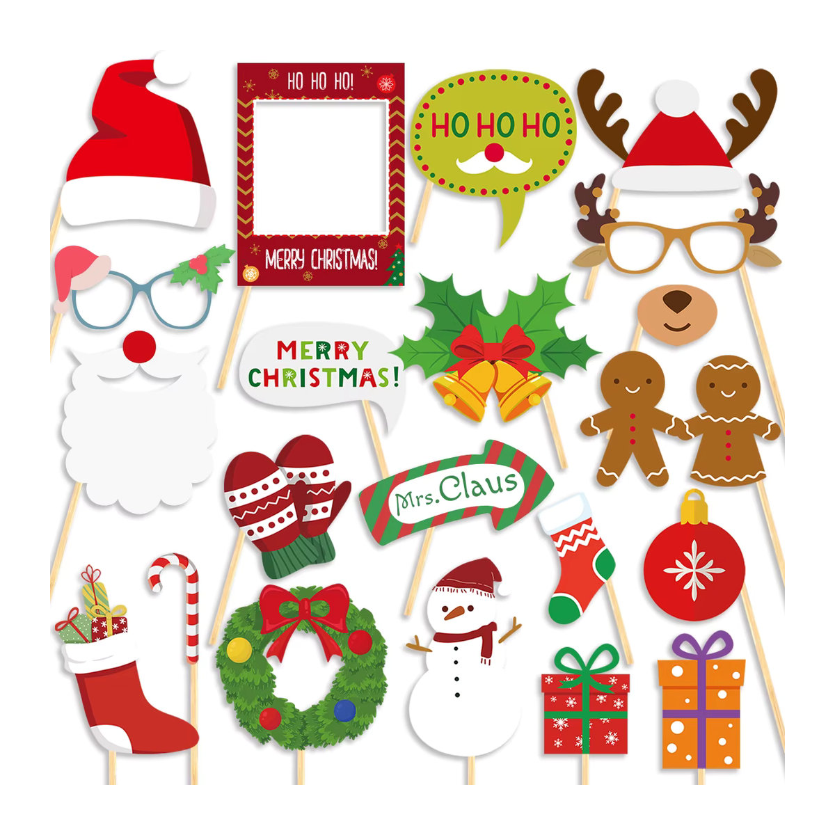 WEIGAO Foto-Requisiten Rahmen aus Papier für Weihnachten mit Weihnachtsmann, Weihnachtsbaum und Elch, mehrfarbig - Bild 4