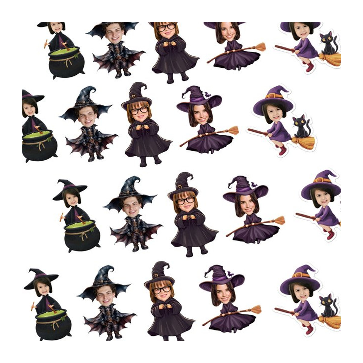 WEIGAO Halloween Aufkleber mit Hexengesicht und Hexenhut Design in Schwarz für Kinder Party Dekorationen - Bild 1