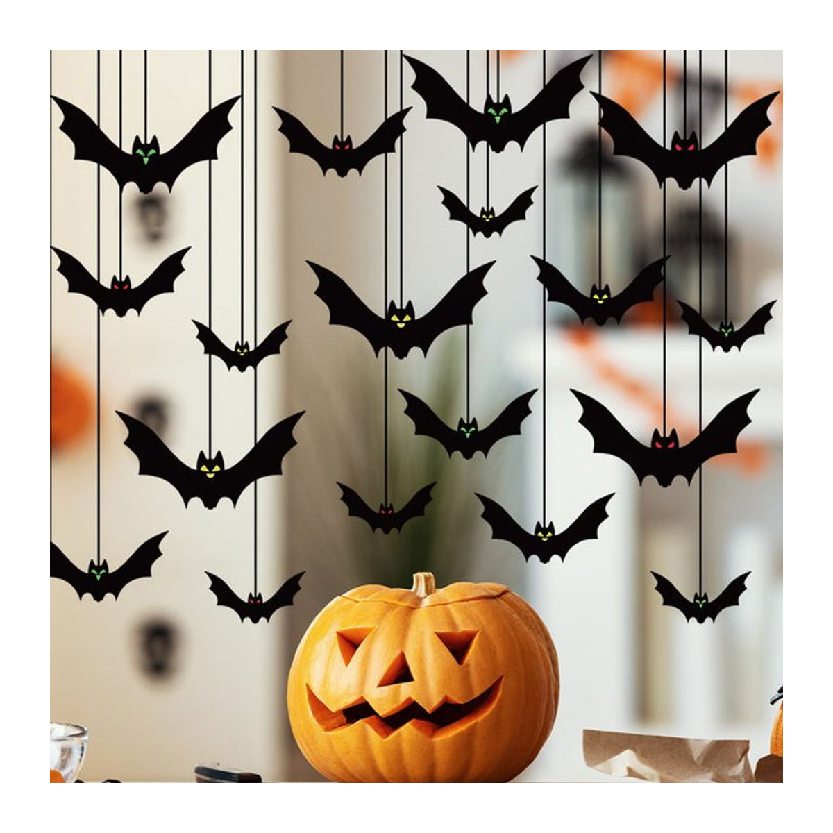 WEIGAO Halloween Fledermaus-Anhänger aus schwarzem Papier als hängende Dekoration - Bild 1