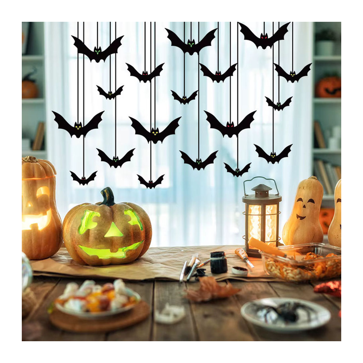 WEIGAO Halloween Fledermaus-Anhänger aus schwarzem Papier als hängende Dekoration - Bild 2