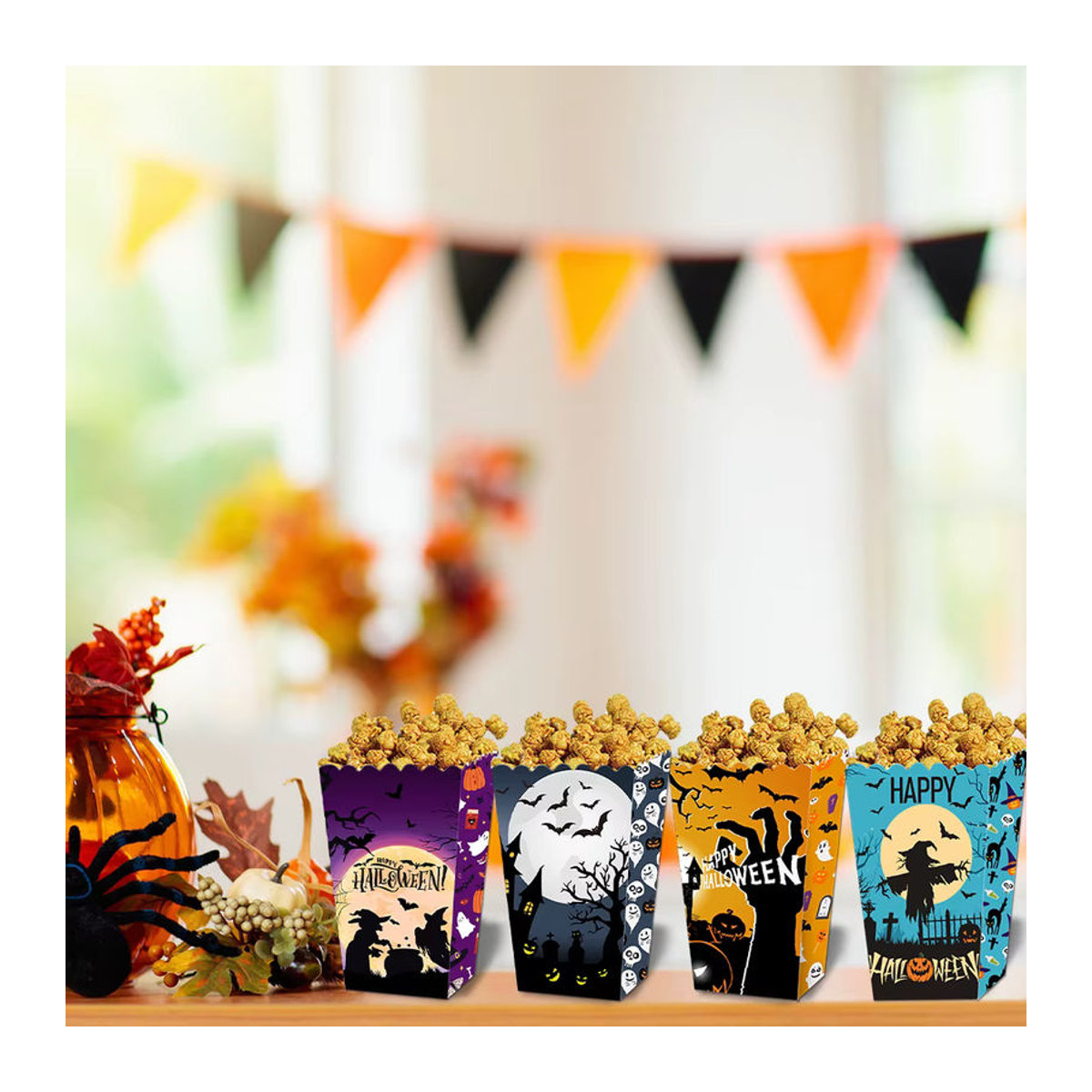 WEIGAO Halloween Popcorn-Boxen mit blutigem Design für Süßigkeiten und Snacks, mehrfarbig, Papier - Bild 2