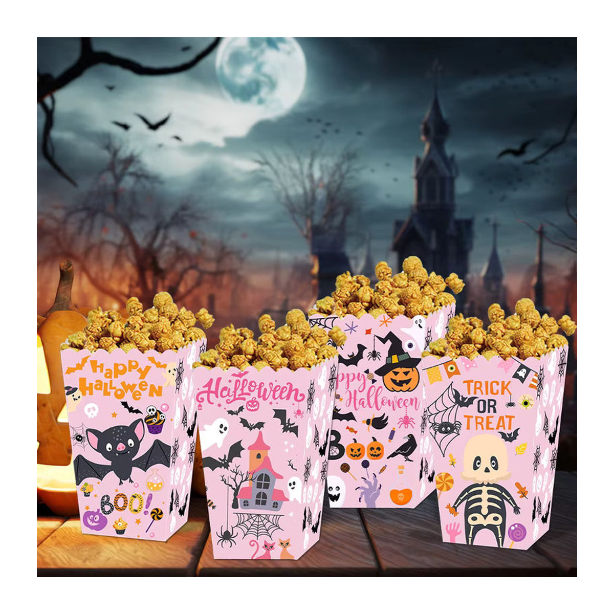 WEIGAO Halloween Popcorn-Boxen mit blutigem Design für Süßigkeiten und Snacks, mehrfarbig, Papier - Bild 4