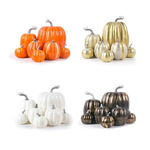 WEIGAO Künstliche Kürbisse in Gold für Herbst und Halloween als Dekoration im Landhausstil aus Kunstharz