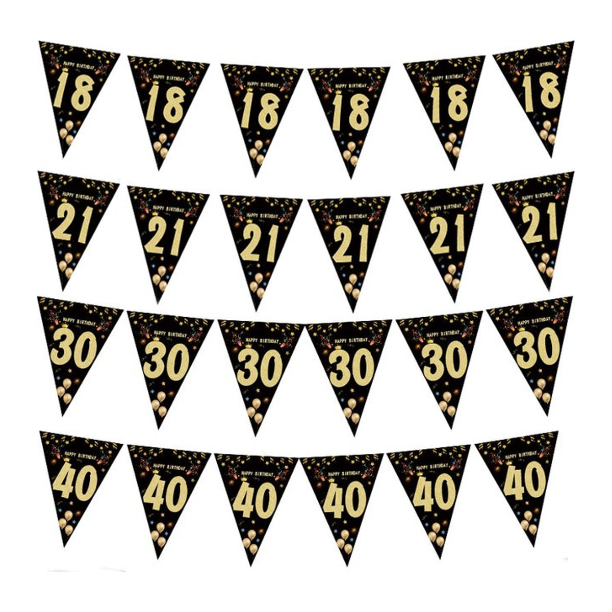 WEIGAO Papier Banner Girlande in Gold und Schwarz für Geburtstagsdekorationen und Jubiläen von Erwachsenen - Bild 1