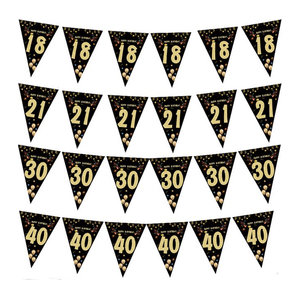 WEIGAO Papier Banner Girlande in Gold und Schwarz für Geburtstagsdekorationen und Jubiläen von Erwachsenen