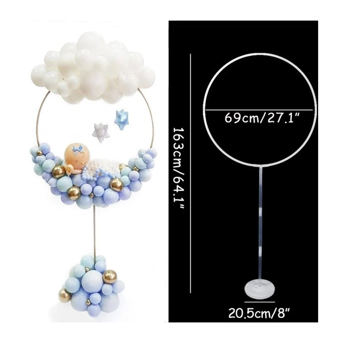 WEIGAO Runder Luftballonständer aus Kunststoff in Weiß für Baby Shower, Hochzeit und Geburtstag - Bild 1