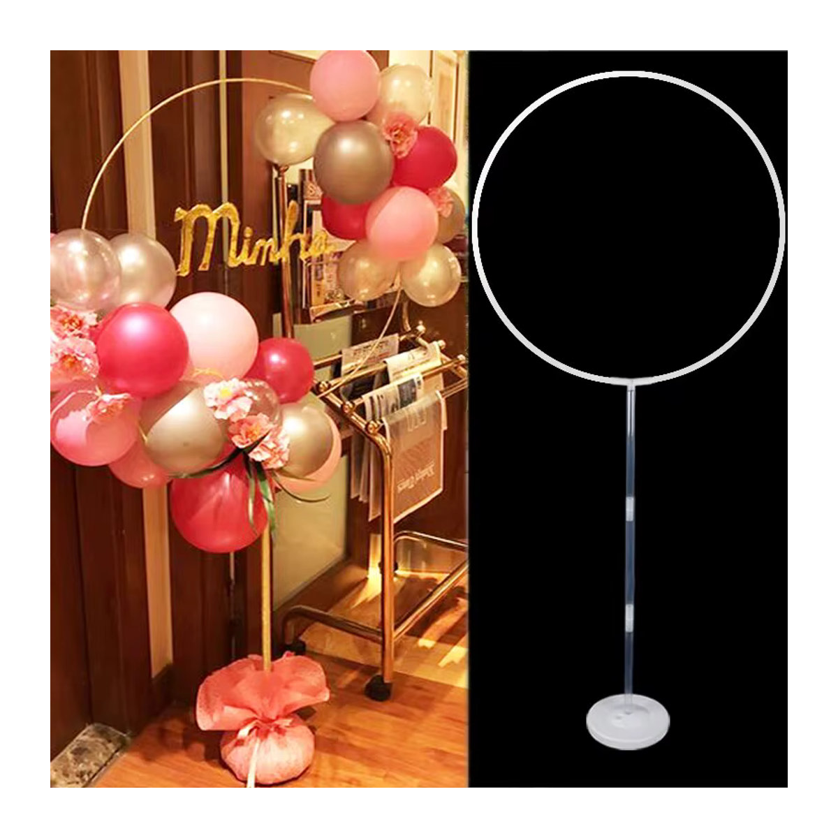 WEIGAO Runder Luftballonständer aus Kunststoff in Weiß für Baby Shower, Hochzeit und Geburtstag - Bild 2