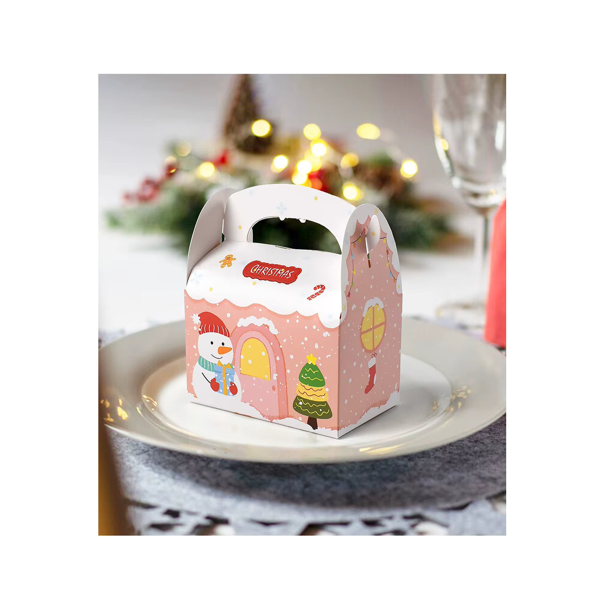 WEIGAO Weihnachtliche Geschenkboxen aus Papier für Süßigkeiten und Cookies, mehrfarbig, rechteckig - Bild 2