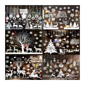 WEIGAO Weihnachts Fensteraufkleber mit Schneeflocken, Rentier und Weihnachtsmann in Weiß