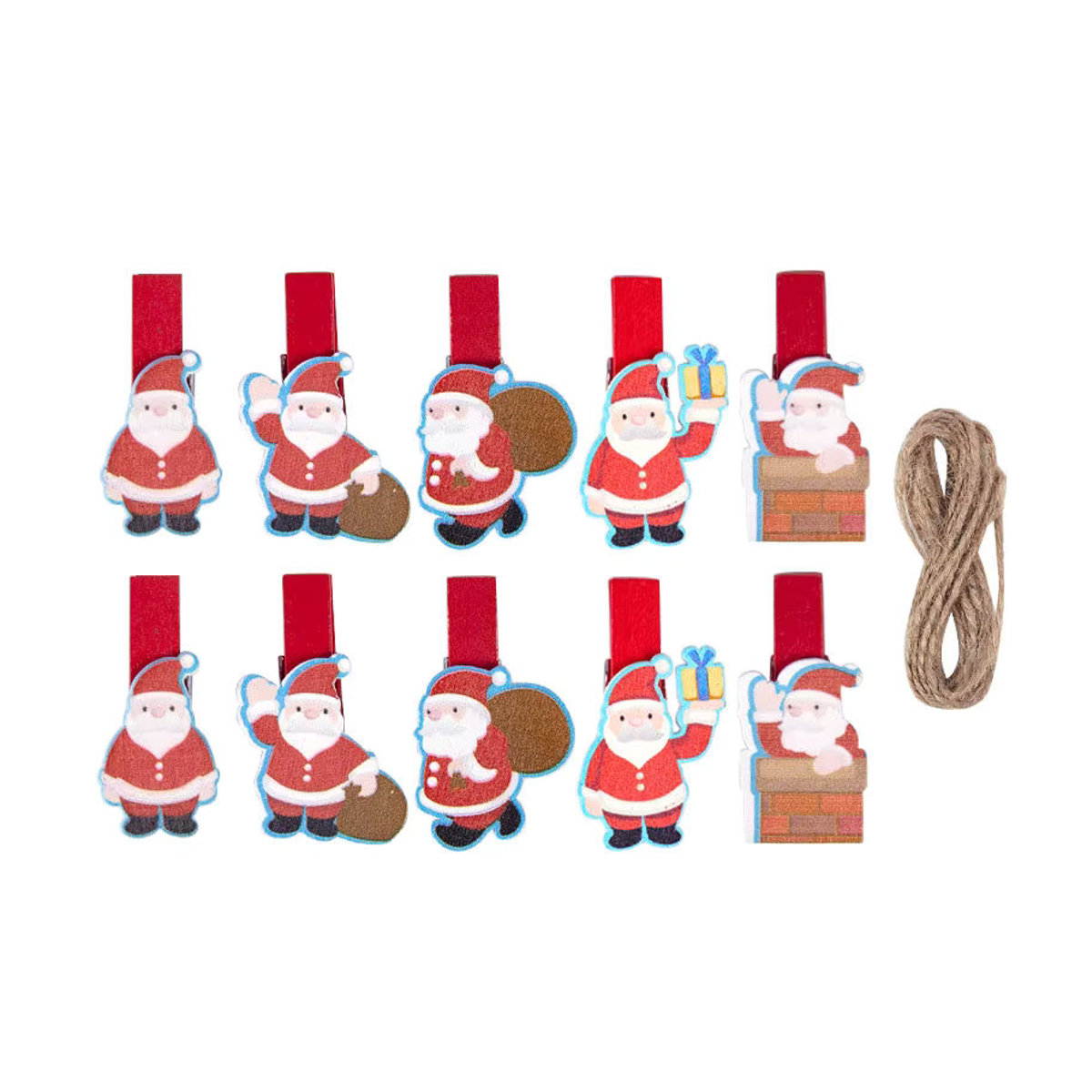 WEIGAO Weihnachts Holzclips Set mit Schneeflocken und Tierfiguren für DIY Deko und Fotoaufhängung, mehrfarbig - Bild 2