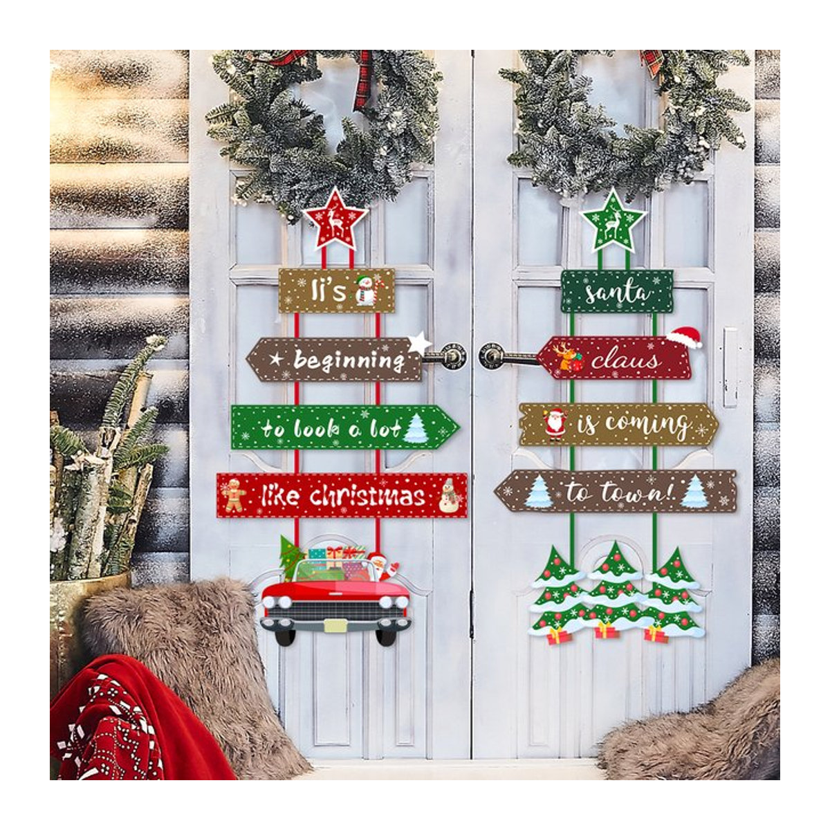 WEIGAO Weihnachtsbaum Hängeornament aus Papier in Mehrfarbig als Türdekoration für die Weihnachtszeit - Bild 1
