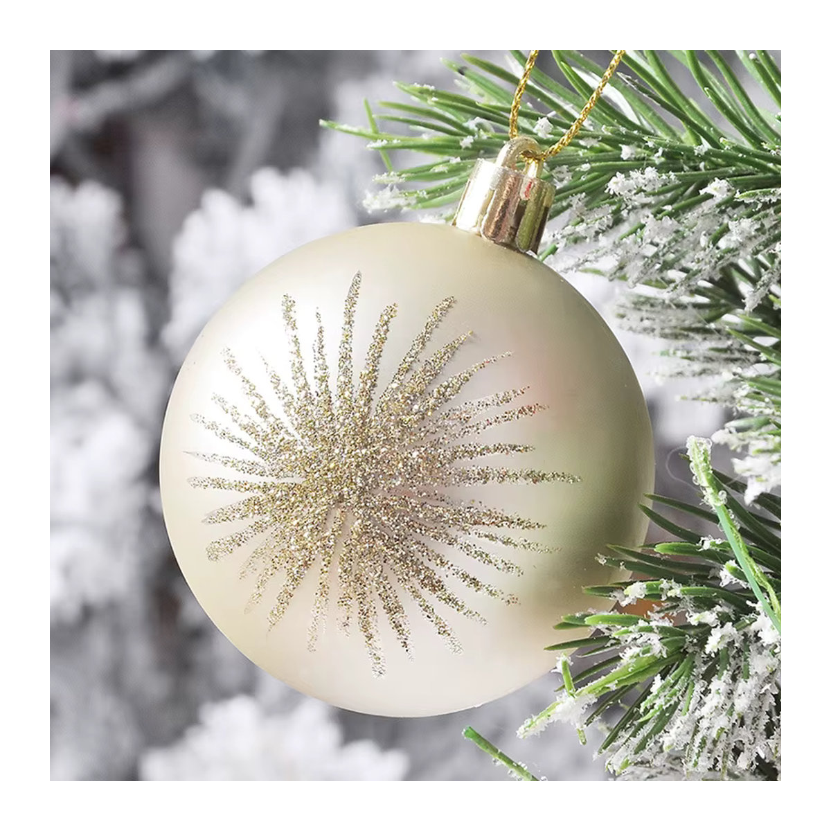 WEIGAO Weihnachtsbaum Kugeln Set in Gold mit Schneeflocken und Sternen, 70 Stück hängende Kunststoff Ornamente für deine Weihnachtsdekoration - Bild 3