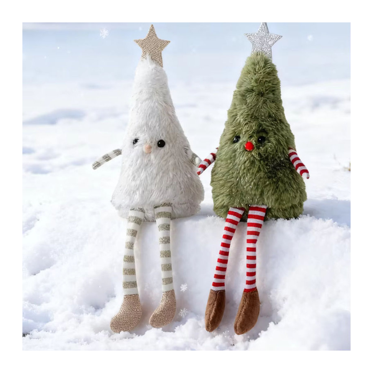 Weihnachtliches Hängeornament aus Textil mit Tier- und Puppenfiguren in Grün und Weiß - Bild 5