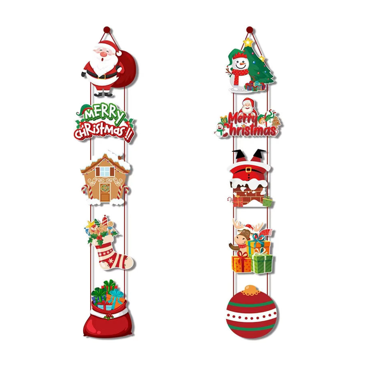 Weihnachtliches Türbanner mit Santa Claus, Schneemann und Elf als hängende Dekoration für Haus und Hof, mehrfarbig - Bild 6
