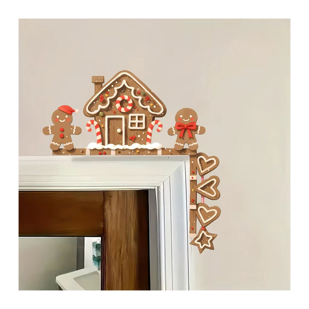 Weihnachtliches Wandtattoo Lebkuchenhaus und Lebkuchenmann als abnehmbarer Vinyl Aufkleber in Mehrfarbig für Kinderzimmer und Schlafzimmer - Bild 3