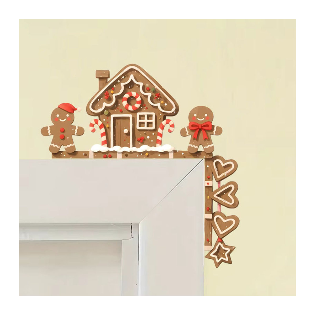 Weihnachtliches Wandtattoo Lebkuchenhaus und Lebkuchenmann als abnehmbarer Vinyl Aufkleber in Mehrfarbig für Kinderzimmer und Schlafzimmer - Bild 4