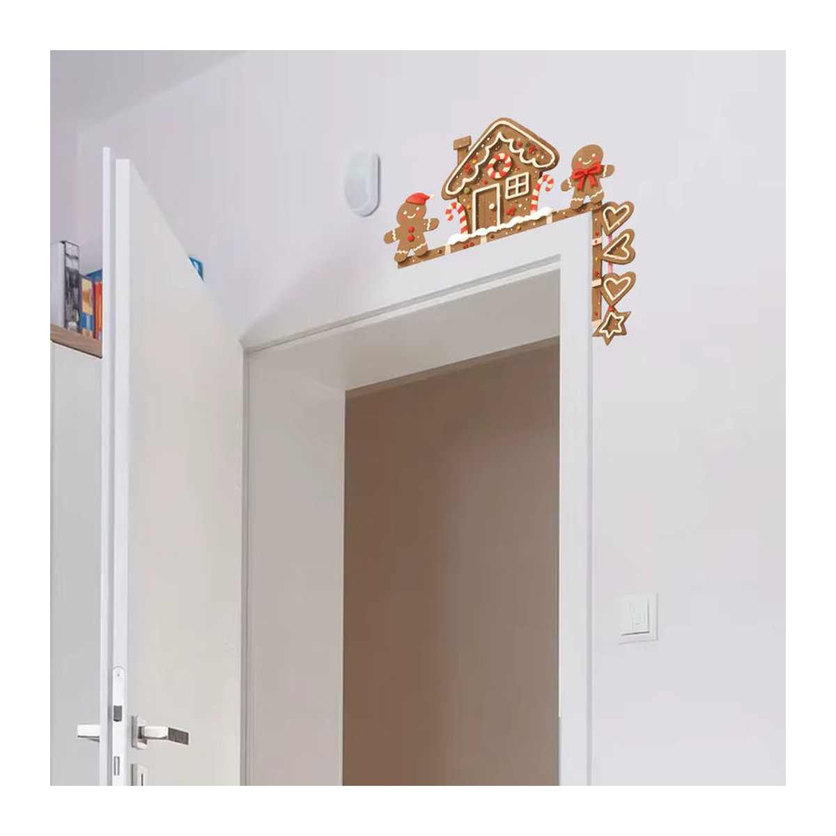 Weihnachtliches Wandtattoo Lebkuchenhaus und Lebkuchenmann als abnehmbarer Vinyl Aufkleber in Mehrfarbig für Kinderzimmer und Schlafzimmer - Bild 5