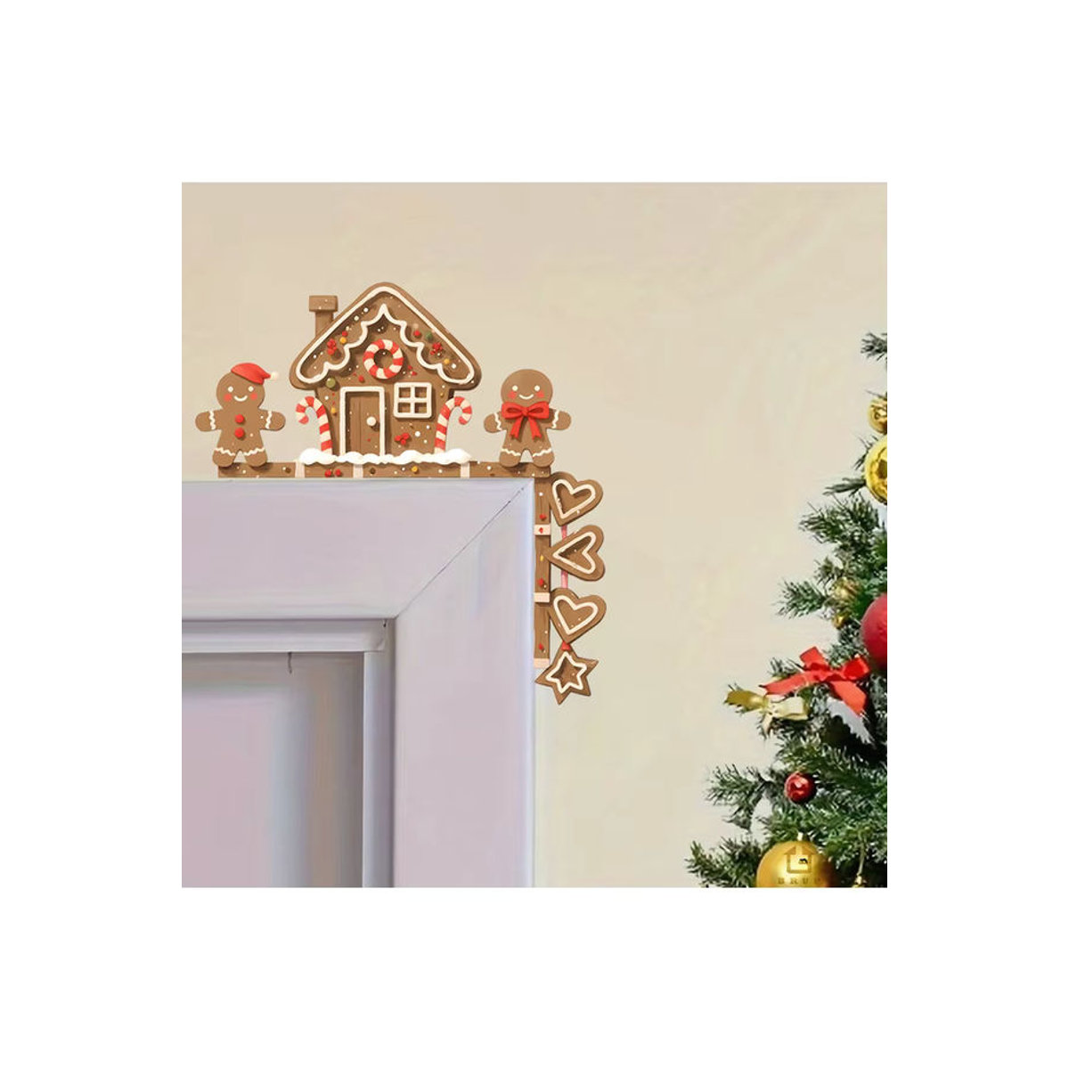 Weihnachtliches Wandtattoo Lebkuchenhaus und Lebkuchenmann als abnehmbarer Vinyl Aufkleber in Mehrfarbig für Kinderzimmer und Schlafzimmer - Bild 7
