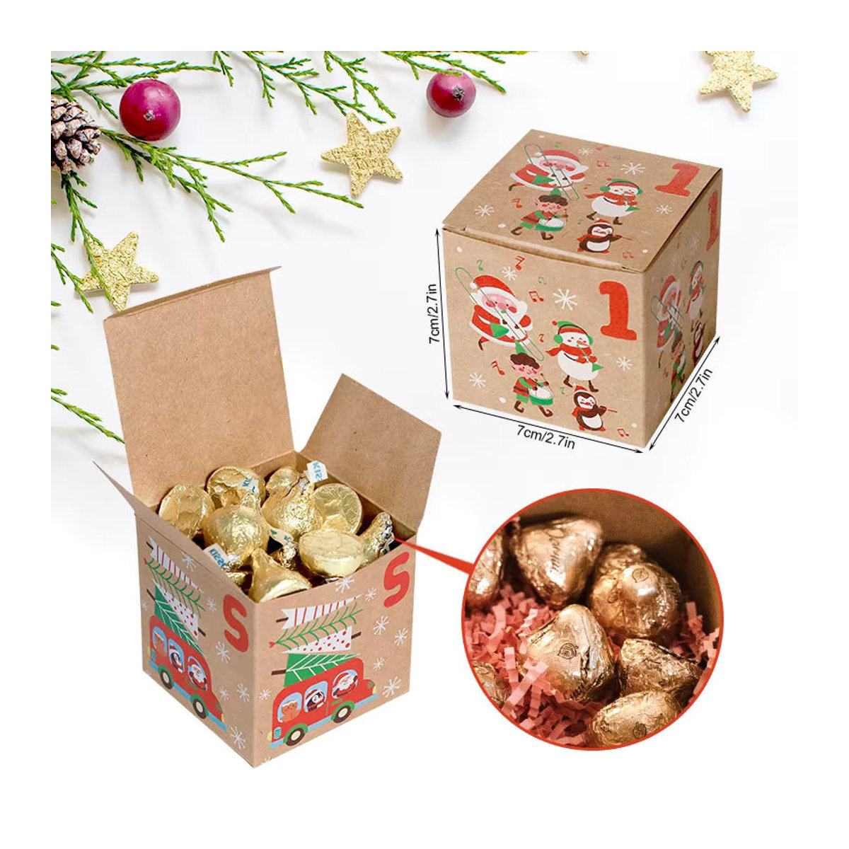 Weihnachts-Adventskalender und Süßigkeitenbox aus Kraftpapier in Braun und Mehrfarbig für Kinder - Bild 4