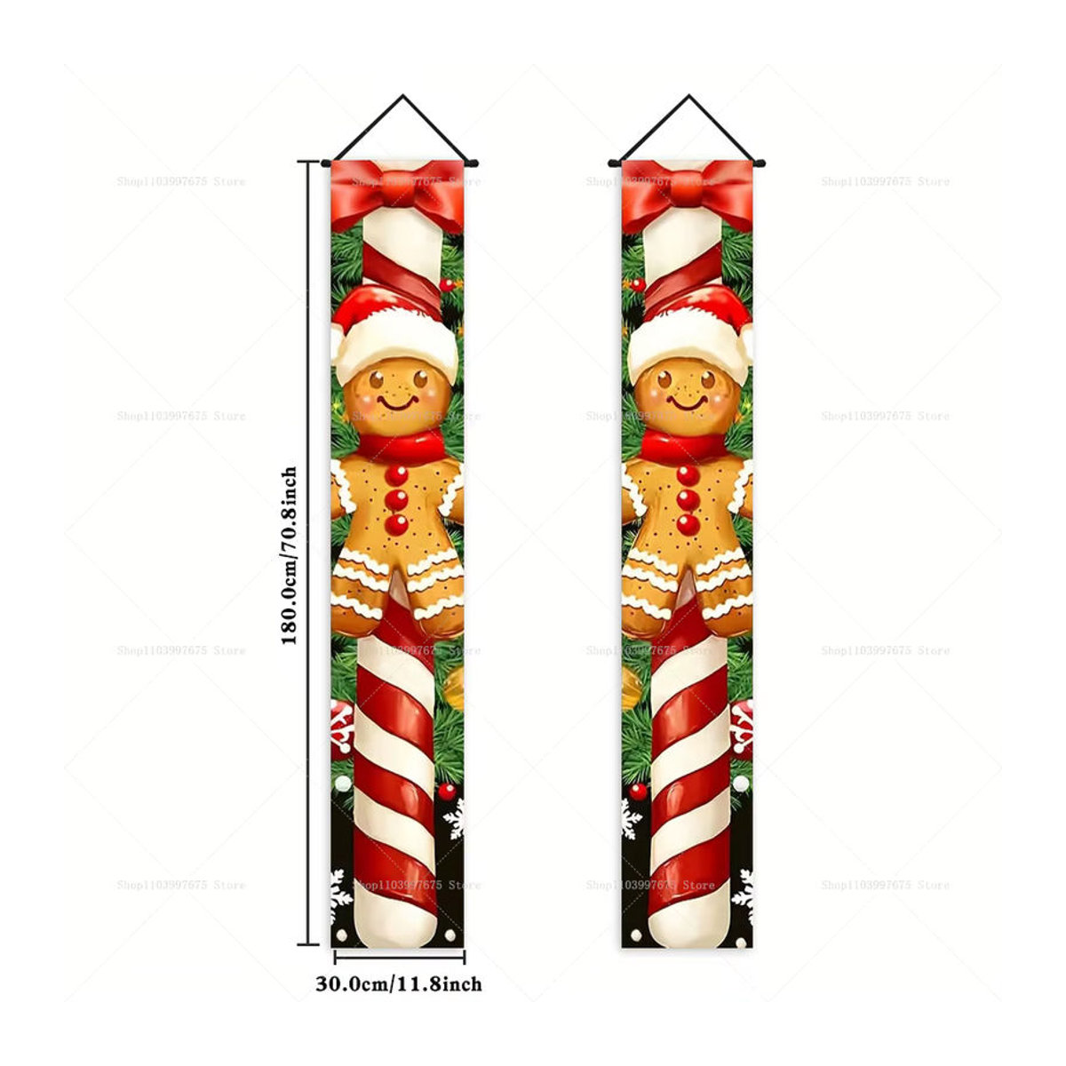 Weihnachts-Banner mit Lebkuchenmann als hängende Dekoration für Innen und Außen, mehrfarbig - Bild 5