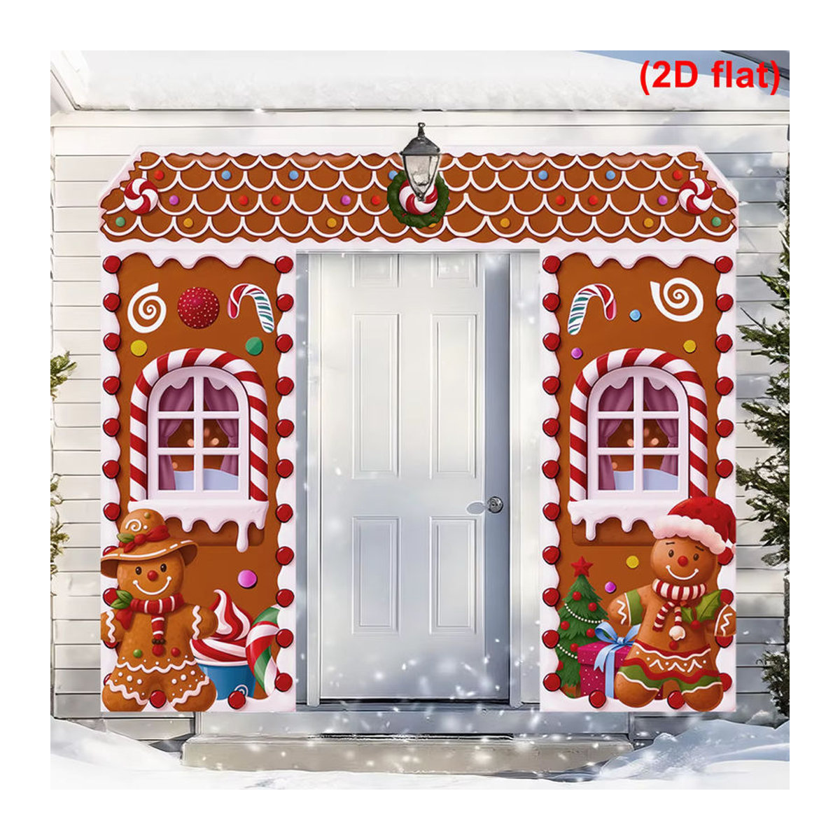 Weihnachts-Banner mit Lebkuchenmann als hängende Dekoration, mehrfarbig und rechteckig - Bild 2