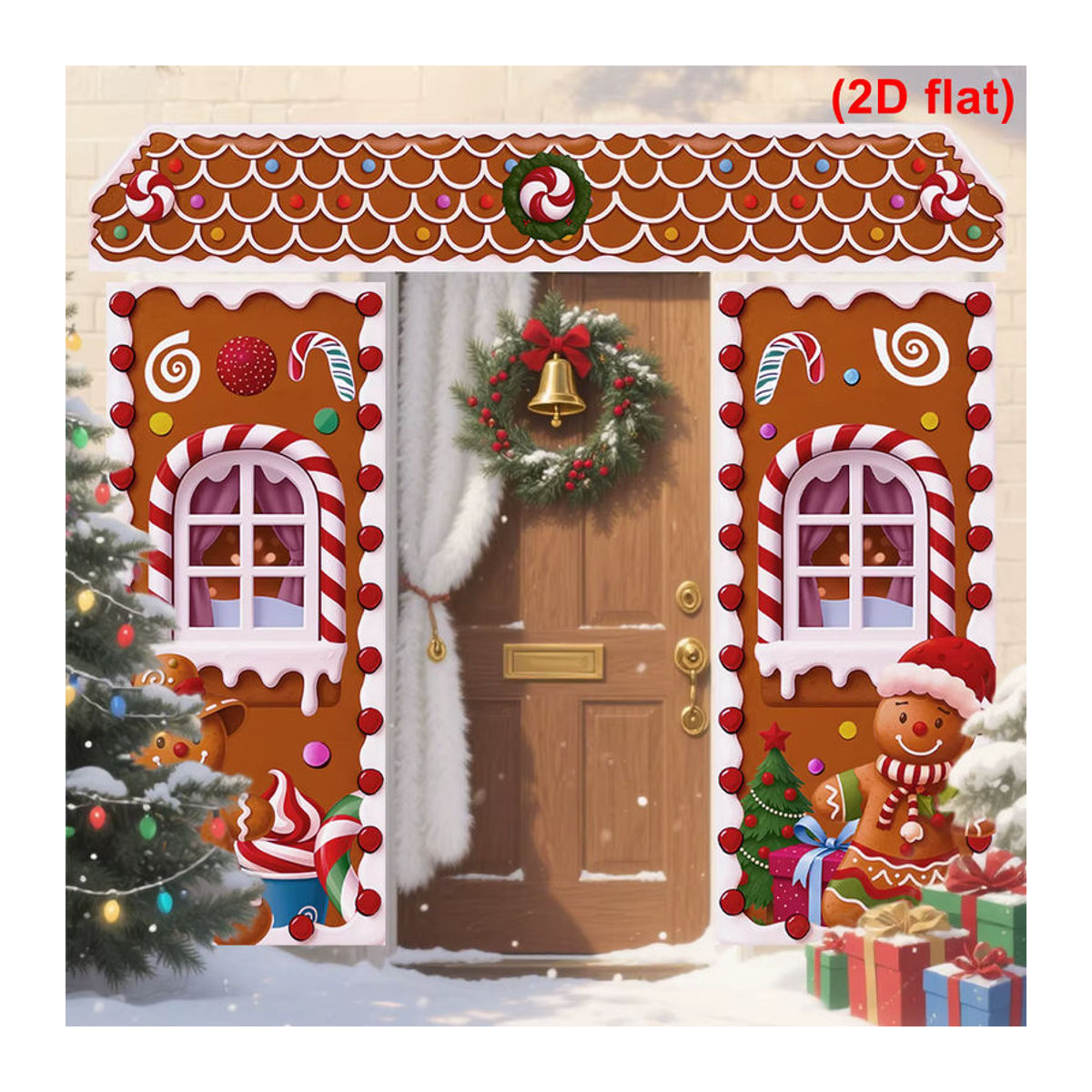 Weihnachts-Banner mit Lebkuchenmann als hängende Dekoration, mehrfarbig und rechteckig - Bild 4