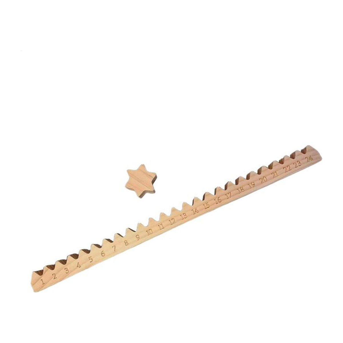 Weihnachts-Countdown-Kalender aus Holz für 24 Tage, Advent-Tischdekoration mit beweglichem Sternmarker, Braun - Bild 1