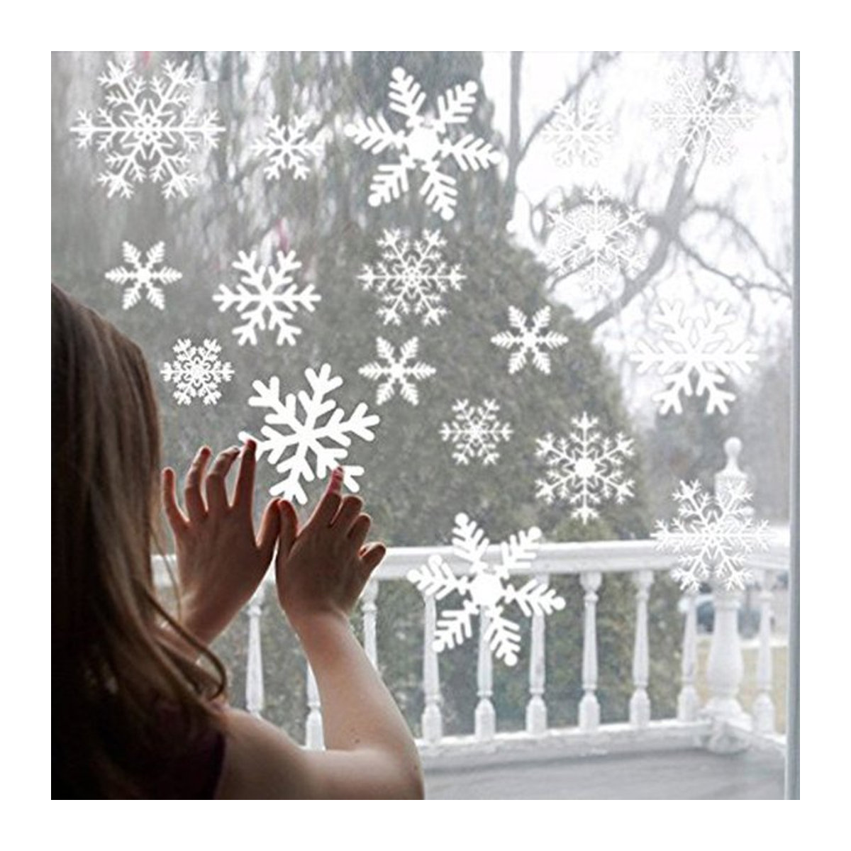 Weihnachts-Fensteraufkleber Schneeflocken in Weiß zur Dekoration für Fenster und Wände - Bild 1