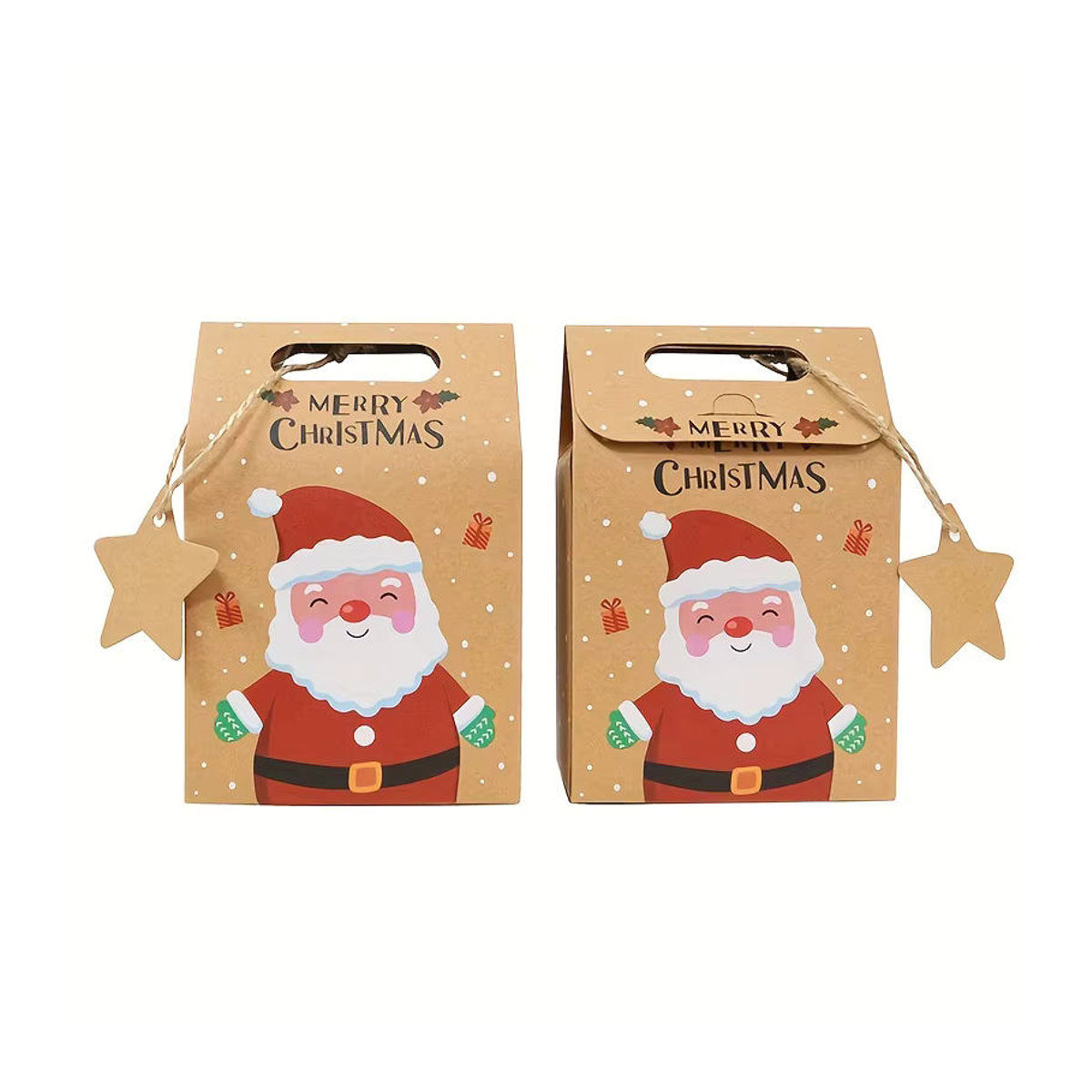Weihnachts-Geschenkboxen aus braunem Kraftpapier mit DIY-Tags für Kekse und Schokolade, 12er Set - Bild 4