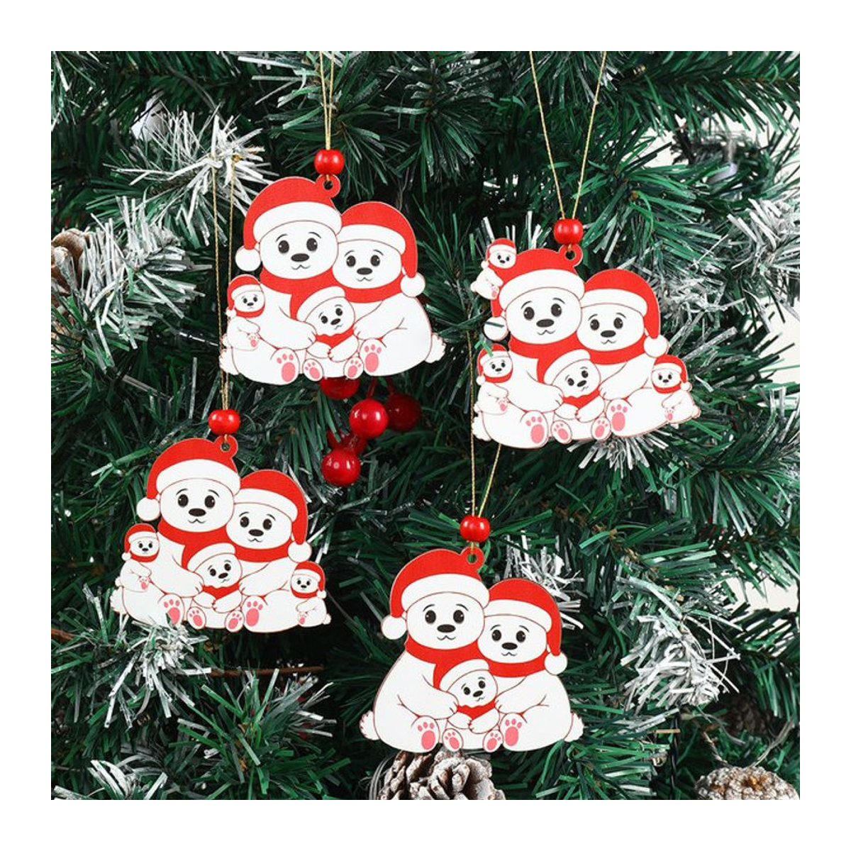 Weihnachts-Holzanhänger mit Weihnachtsmann-Figur und Schriftzug in Weiß als hängendes Deko-Ornament - Bild 1