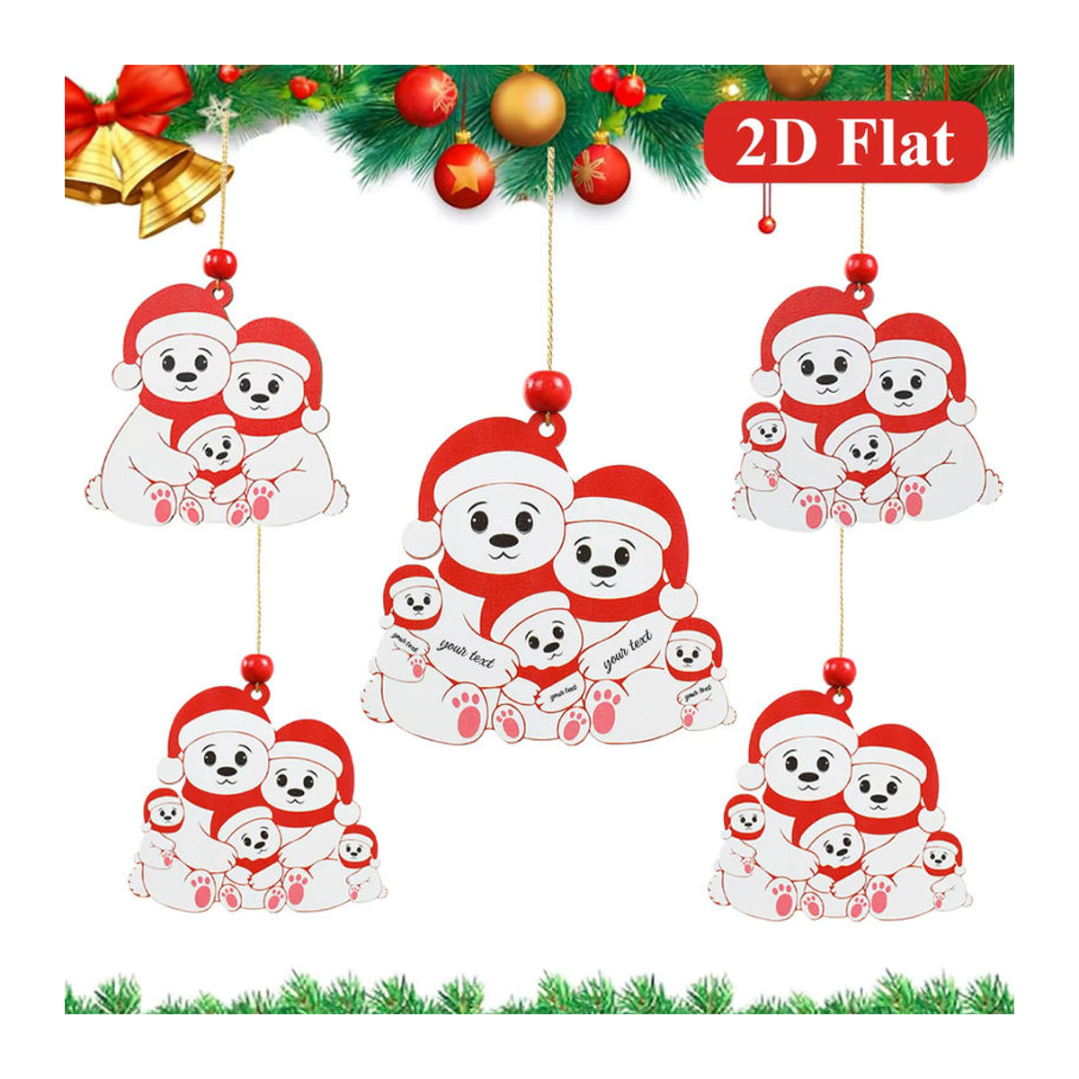 Weihnachts-Holzanhänger mit Weihnachtsmann-Figur und Schriftzug in Weiß als hängendes Deko-Ornament - Bild 2