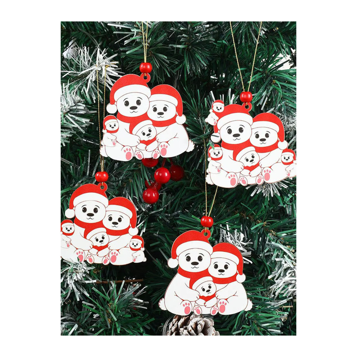 Weihnachts-Holzanhänger mit Weihnachtsmann-Figur und Schriftzug in Weiß als hängendes Deko-Ornament - Bild 7