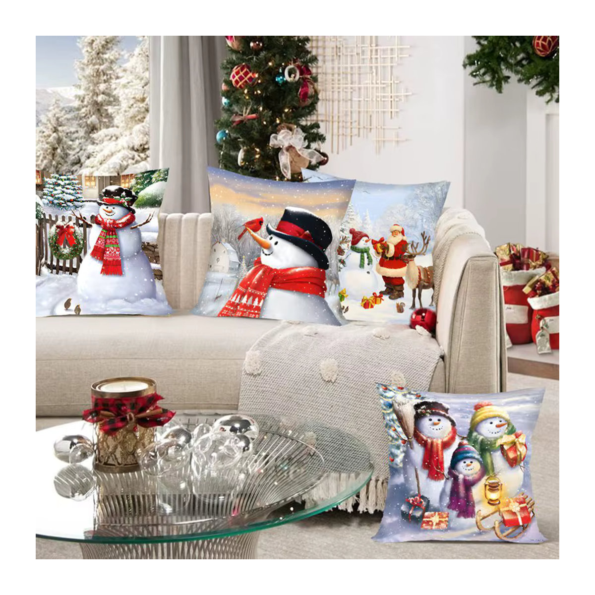 Weihnachts-Schneemann Kissenbezug zur dekorativen Heimdekoration für dein Sofa - Bild 2