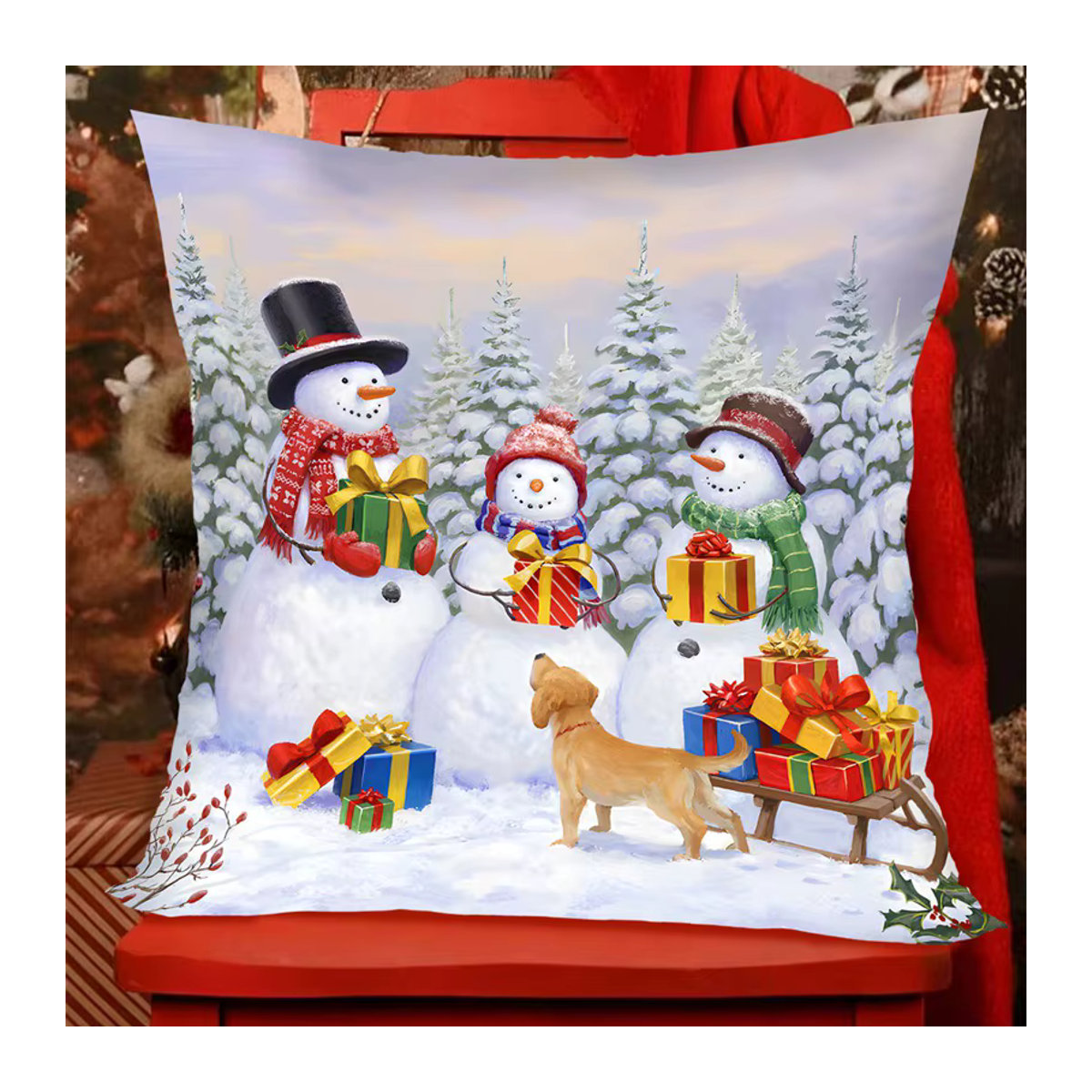 Weihnachts-Schneemann Kissenbezug zur dekorativen Heimdekoration für dein Sofa - Bild 4