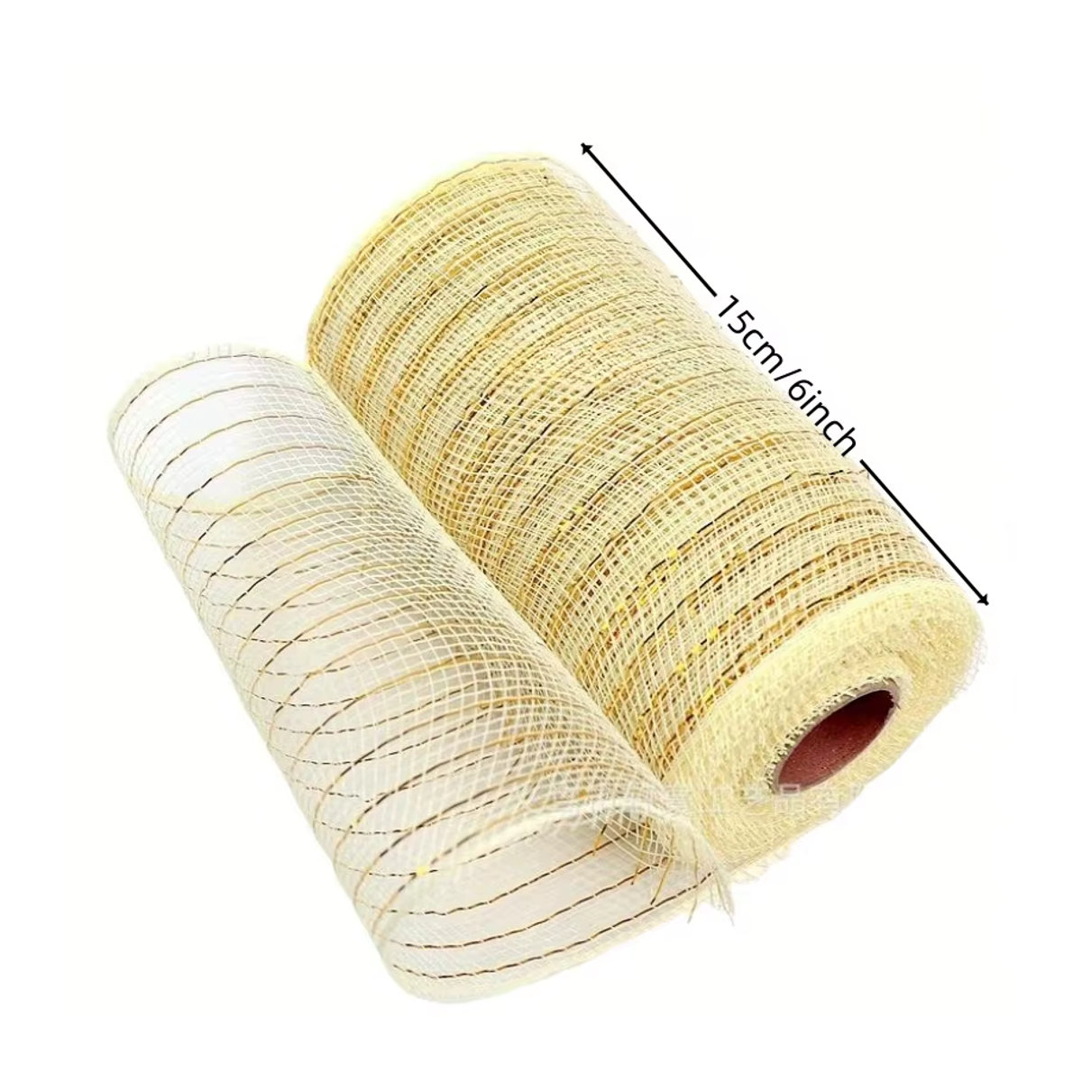 Weihnachtsband aus Tüll in Beige und Gold für deine Weihnachtsdekoration, 10 Yards Länge, Breite: 15 cm - Bild 2