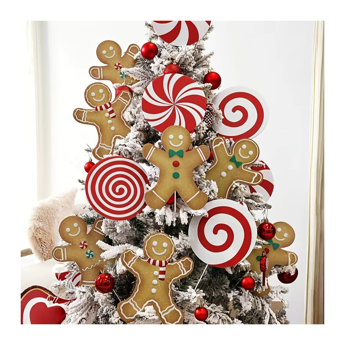 Weihnachtsbaum-Picks mit Pfefferminz-Lutscher-Motiv in Rot und Rosa aus Holz und Kunststoff - Bild 2