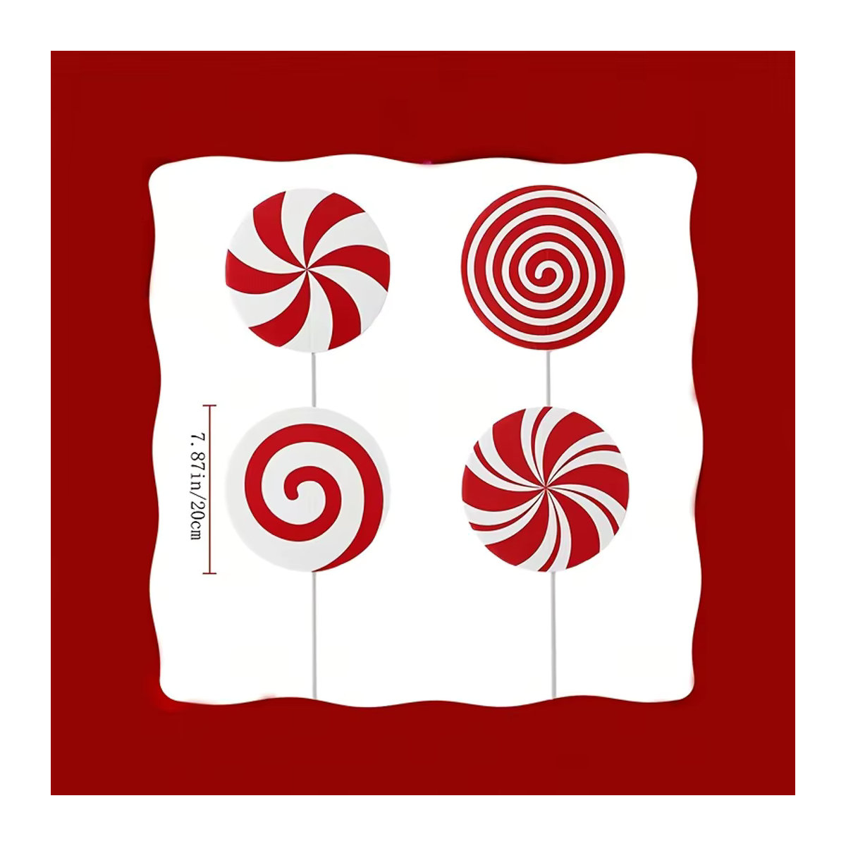 Weihnachtsbaum-Picks mit Pfefferminz-Lutscher-Motiv in Rot und Rosa aus Holz und Kunststoff - Bild 3