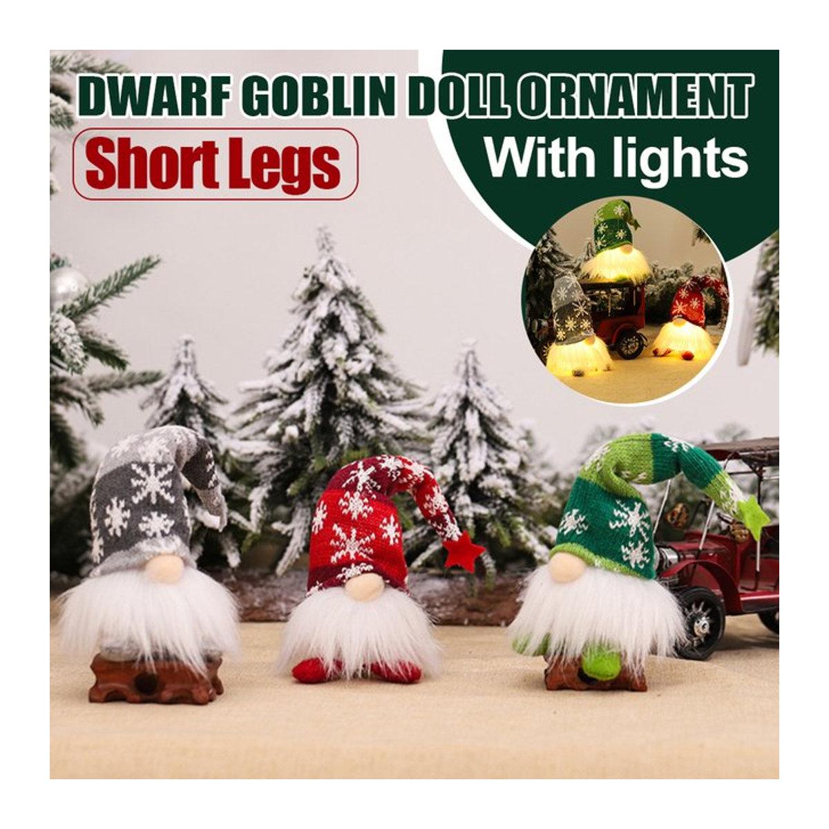 Weihnachtsdekoration Gesichtlose Wichtel-Puppe aus Flanell mit Licht, Forester Zwerg und Goblin in Rot und Mehrfarbig, H x B x T: 23 x 6,5 x 6 cm - Bild 1