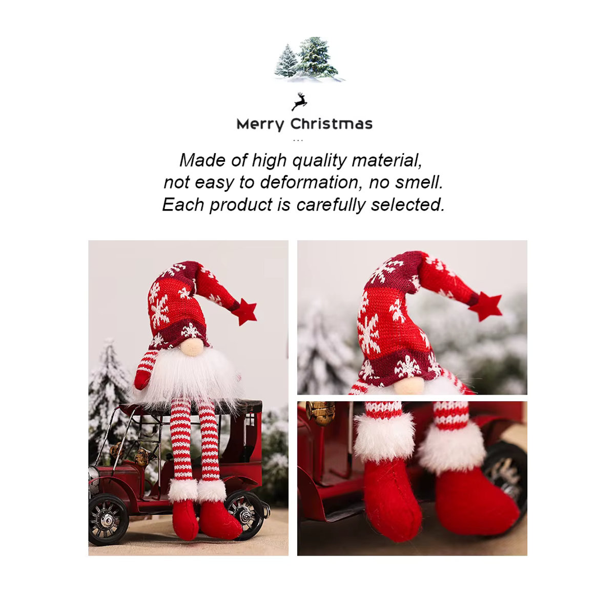Weihnachtsdekoration Gesichtlose Wichtel-Puppe aus Flanell mit Licht, Forester Zwerg und Goblin in Rot und Mehrfarbig, H x B x T: 23 x 6,5 x 6 cm - Bild 3