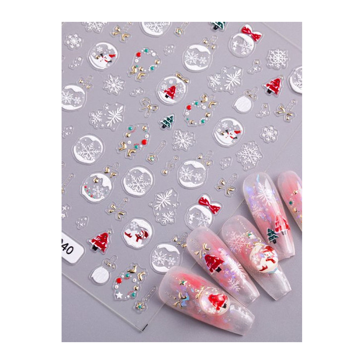 Weihnachtsdekoration Schneeflocken Nagel Aufkleber mit 5D Relief in Weiß und Mehrfarbig - Bild 1