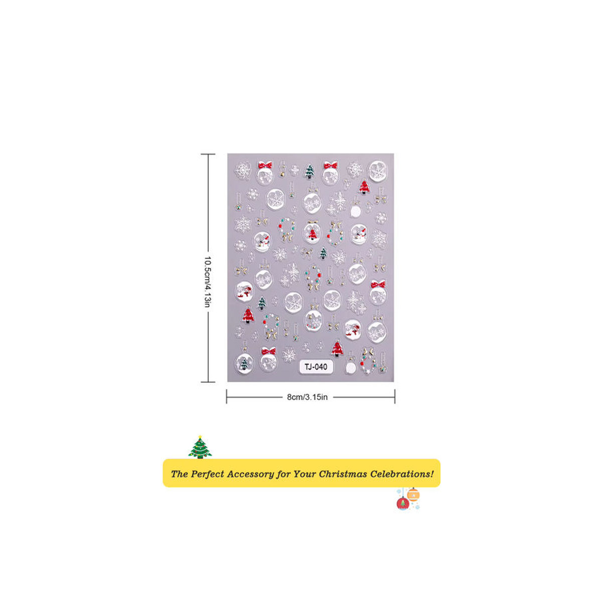 Weihnachtsdekoration Schneeflocken Nagel Aufkleber mit 5D Relief in Weiß und Mehrfarbig - Bild 2