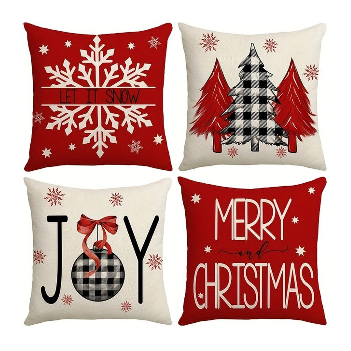 Weihnachtskissenbezüge mit Weihnachtsbaum und Schneeflocken Design für deine Winterdekoration - Bild 1