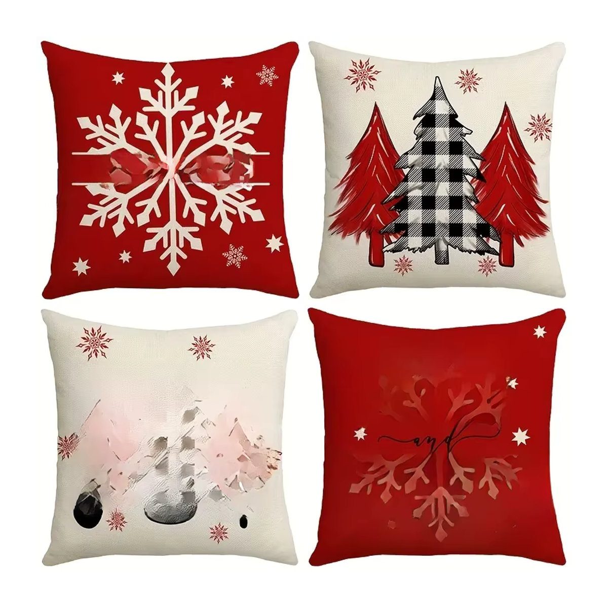 Weihnachtskissenbezüge mit Weihnachtsbaum und Schneeflocken Design für deine Winterdekoration - Bild 5