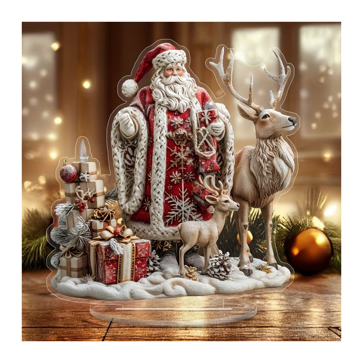 Weihnachtsmann Holz-Dekoration als Desktop-Ornament für Weihnachten und das neue Jahr, mehrfarbig - Bild 1